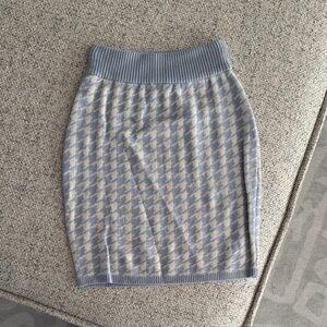 Light Blue Houndstooth Skirt
